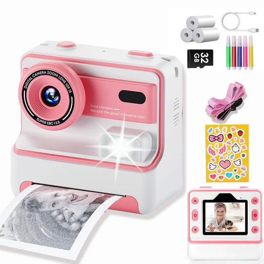 Sqnox Kids Camera Instant Print, Kids Camera 26M Photograph 1080P HD Portable with Print Paper for Boys Girls Age 3-12 Gifts